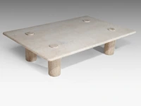 An italian design travertine model m1 coffee table by angelo mangiarotti, ca. 1970 30 x 120 x 80 cm. (11.81 x 47.24 x 31 1/2 in.) - afbeelding 5 van  5