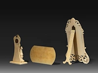 An ivory art nouveau mirror and ditto picture frame, added; an ivory plaque depicting dancing figures in the style of teniers, end of the 19thc, h 20 cm / h 13 cm / h 7,6 cm (+) - afbeelding 4 van  4