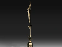 An ivory corpus christi mounted on an ornamental wooden cross with ivory and bone inlay, 19thc, h 27,5 cm (+) - afbeelding 3 van  6