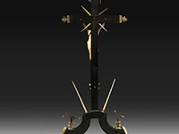 An ivory corpus christi mounted on an ornamental wooden cross with ivory and bone inlay, 19thc, h 27,5 cm (+) - afbeelding 4 van  6