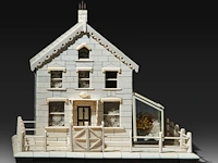 An ivory miniature model of a house, 19thc, h 25 cm - w 29,5 cm - d 21 cm (+)