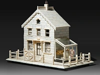 An ivory miniature model of a house, 19thc, h 25 cm - w 29,5 cm - d 21 cm (+) - afbeelding 2 van  6