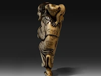 An ivory netsuke of gama sennin holding a peach branch, his three-legged toad on his shoulder, signed yoshinaga, edo period (late 18thc), h 6,5 cm - w 4 cm - d 2,5 cm - weight 32g (+) - afbeelding 3 van  8