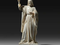 An ivory sculpture of christ with a raised right arm, french, 19thc, h 23 cm (+)