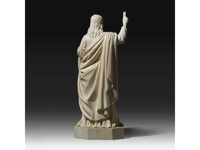 An ivory sculpture of christ with a raised right arm, french, 19thc, h 23 cm (+) - afbeelding 4 van  9