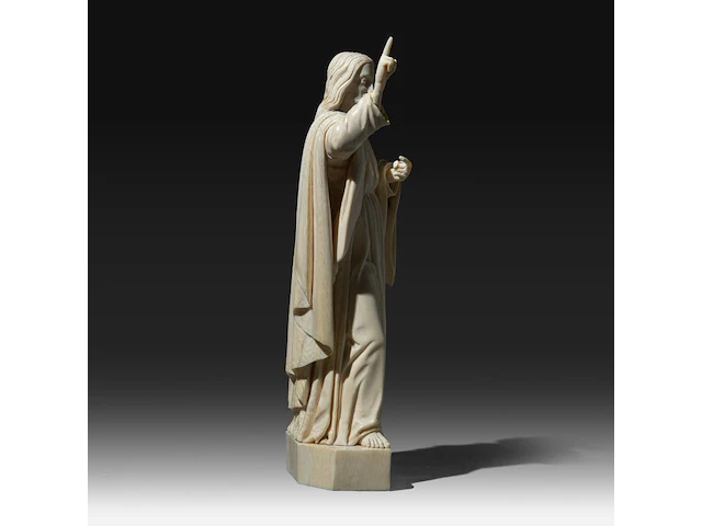 An ivory sculpture of christ with a raised right arm, french, 19thc, h 23 cm (+) - afbeelding 5 van  9