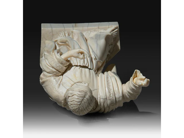 An ivory sculpture of christ with a raised right arm, french, 19thc, h 23 cm (+) - afbeelding 7 van  9