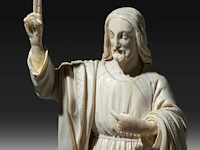 An ivory sculpture of christ with a raised right arm, french, 19thc, h 23 cm (+) - afbeelding 9 van  9