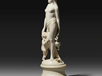 An ivory sculpture of venus carrying a jug, accompanied by cupid, french, 19thc, h 22 cm (+) - afbeelding 3 van  10