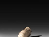 An ivory strap-on dildo with engraved erotic scenes, 19thc/early 20thc, h 12,5 cm - ø 5,5 cm - 170g (+) - afbeelding 4 van  5