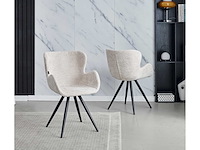 Anabella eetkamerstoel - set van 4 - beige - chenille stof - industrieel - met armleuning - afbeelding 4 van  4