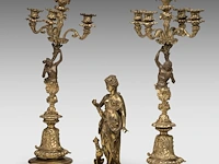 Anatole guillot (1865-1911), a neoclassical gilt bronze sculpture of diana and her hunting dog, accompanied by a pair of matching candelabra diana: 34 cm. (13.39 in.), the candelabra: 65 cm. (25.58 in.) - afbeelding 12 van  32