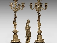 Anatole guillot (1865-1911), a neoclassical gilt bronze sculpture of diana and her hunting dog, accompanied by a pair of matching candelabra diana: 34 cm. (13.39 in.), the candelabra: 65 cm. (25.58 in.) - afbeelding 28 van  32