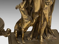 Anatole guillot (1865-1911), a neoclassical gilt bronze sculpture of diana and her hunting dog, accompanied by a pair of matching candelabra diana: 34 cm. (13.39 in.), the candelabra: 65 cm. (25.58 in.) - afbeelding 31 van  32