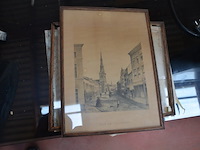 Anatomisch skelet met extra schedel, ronde salontafel met wit blad, 2 ronde bijzettafels met wit blad, ventilator aerian, 7 wandversieringen, partij stipverhalen suske & wiske, 2 vazen - afbeelding 17 van  19