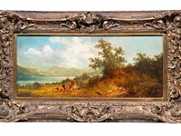 Andreas mitterfellner (1912-1972), figures near the shore of lake starnberger, oil on panel 20 x 45 cm. (7.87 x 17.71 in.), frame: 34 x 59 cm. (13.39 x 23.23 in.) - afbeelding 2 van  6