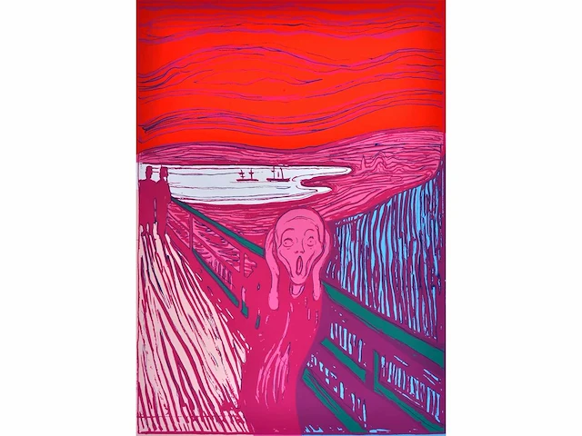 Andy warhol (naar) - the scream - zeefdruk - ingelijst - afbeelding 1 van  9