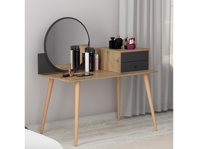 Angel make-uptafel | 100% melamine | antraciet, walnoot - afbeelding 1 van  7