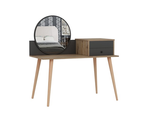 Angel make-uptafel | 100% melamine | antraciet, walnoot - afbeelding 7 van  7