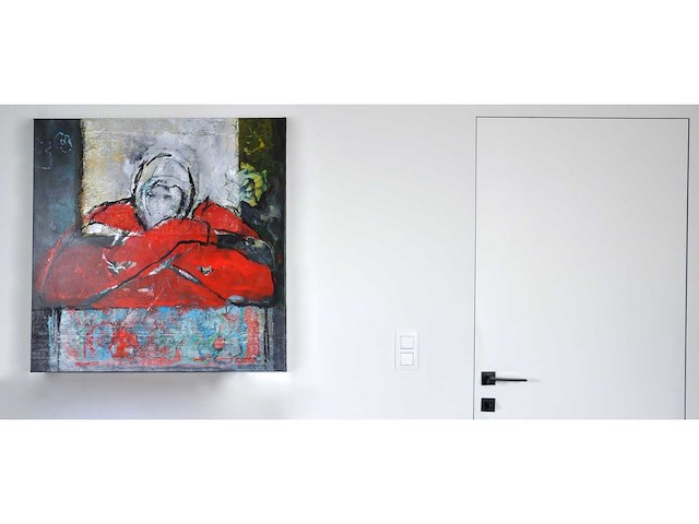 Annette van roosmalen - nadenken - olie op doek - 90x90 - afbeelding 2 van  13