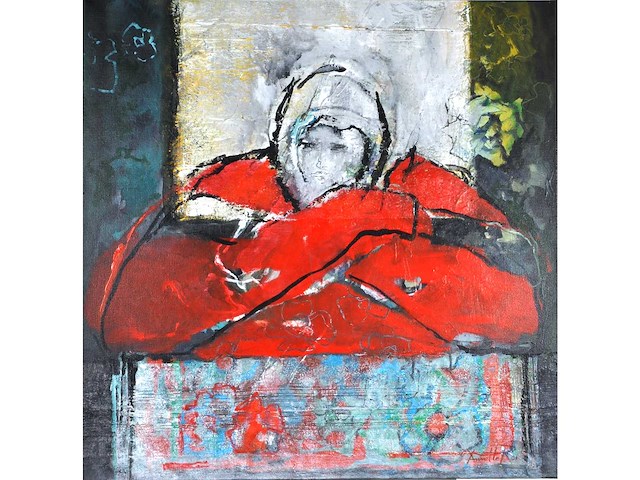 Annette van roosmalen - nadenken - olie op doek - 90x90 - afbeelding 1 van  13