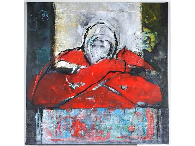 Annette van roosmalen - nadenken - olie op doek - 90x90 - afbeelding 6 van  13