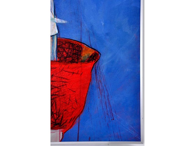 Anonieme meester - figuur met rode constructie - olieverf op board - 120,5x80,5 cm - afbeelding 4 van  10