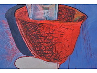 Anonieme meester - figuur met rode constructie - olieverf op board - 120,5x80,5 cm - afbeelding 9 van  10