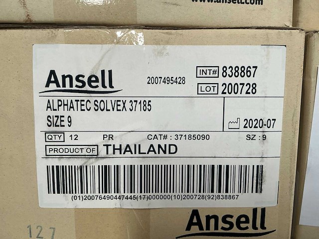 Ansell alphatec solvex 37185 chemisch bestendige handschoenen. (120x) - afbeelding 3 van  4
