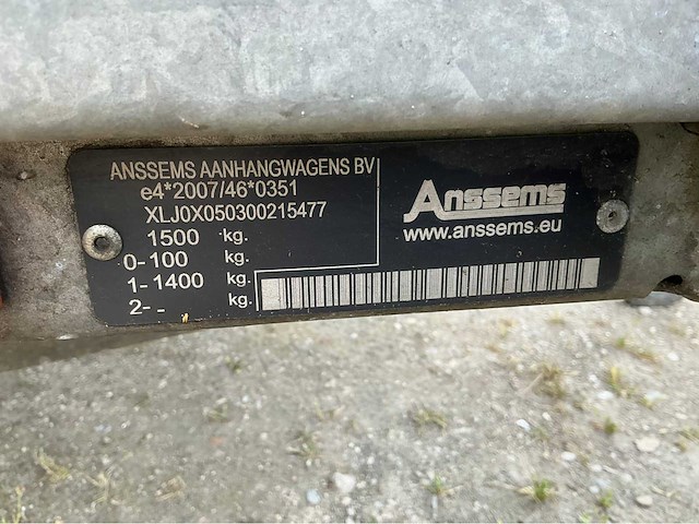 Anssems - 2019 - bsx 1500-301x150 - aanhangwagen - afbeelding 6 van  7