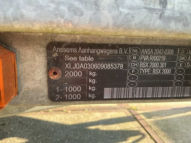Anssems bsx 2000.301 geremde aanhangwagen - afbeelding 7 van  8