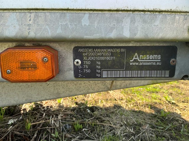 Anssems bsx750 251 x 130 aluminuim bak 750 kg aanhangwagen - afbeelding 12 van  12