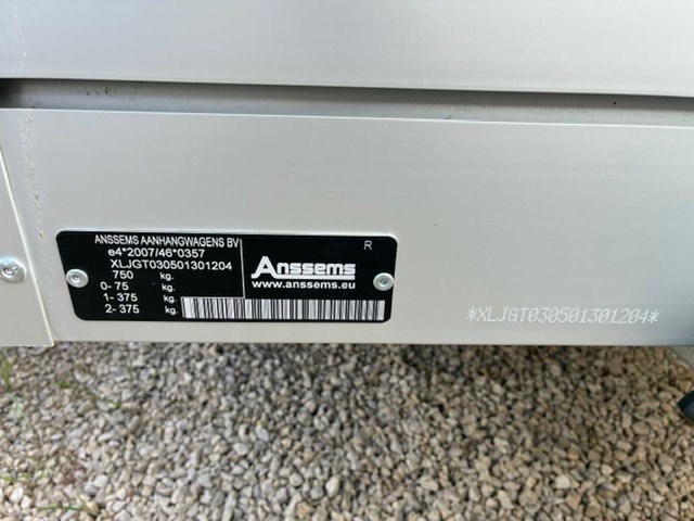 Anssems gtt-r 750kg ongeremd aanhangwagen nieuw - afbeelding 6 van  8