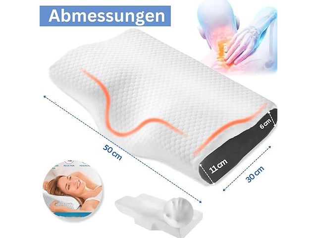 Anti-snurk en orthopedisch slaapkussen met extra overtrek - afbeelding 2 van  4