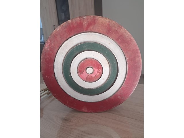 Antiek belgisch dartsbord met pijlen ø 225 mm - afbeelding 3 van  7