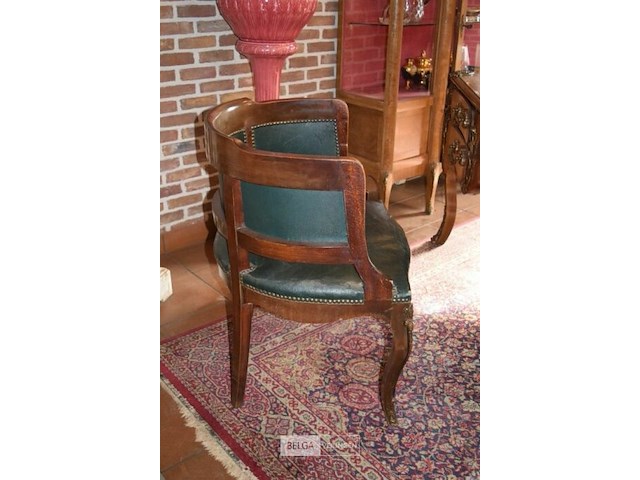 Antiek bureau louis xv stijl met brons beslag en 2 zeteltjes - afbeelding 5 van  9