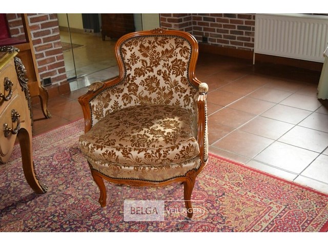 Antiek bureau louis xv stijl met brons beslag en 2 zeteltjes - afbeelding 9 van  9