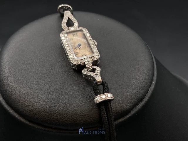 Antiek dameshorloge bezet met diamant - afbeelding 14 van  16