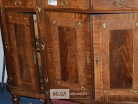 Antiek dressoir met ingelegd houtwerk en marmeren blad - afbeelding 3 van  4