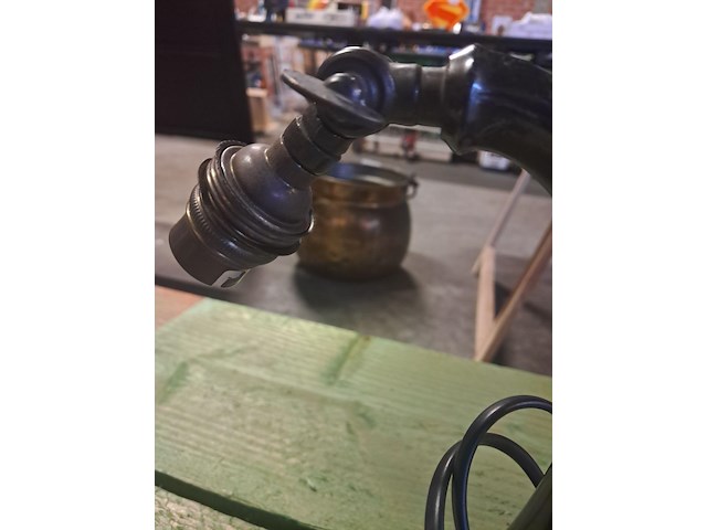 Antiek messing tafellamp +hanglamp+buislamp jaar 1950 - afbeelding 8 van  10