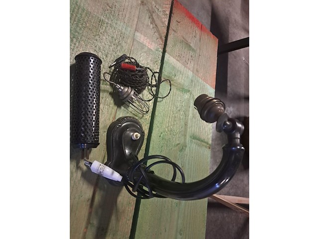 Antiek messing tafellamp +hanglamp+buislamp jaar 1950 - afbeelding 10 van  10