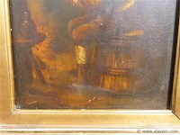 Antiek schilderij, fluitspeler op ton - afbeelding 5 van  8