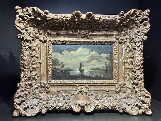 Antiek schilderij in kader - afbeelding 1 van  6