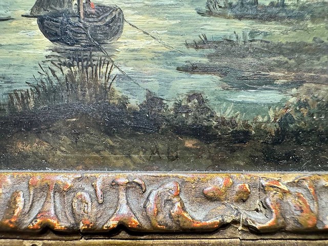 Antiek schilderij in kader - afbeelding 2 van  6