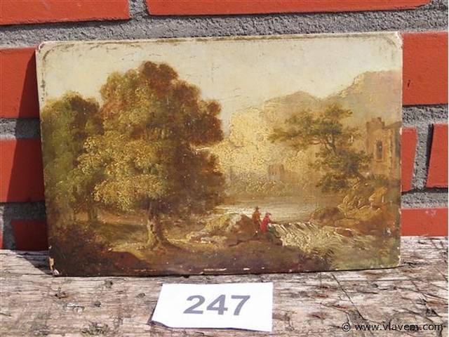 Antiek schilderij, landschap - afbeelding 1 van  6