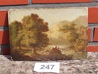 Antiek schilderij, landschap - afbeelding 1 van  6