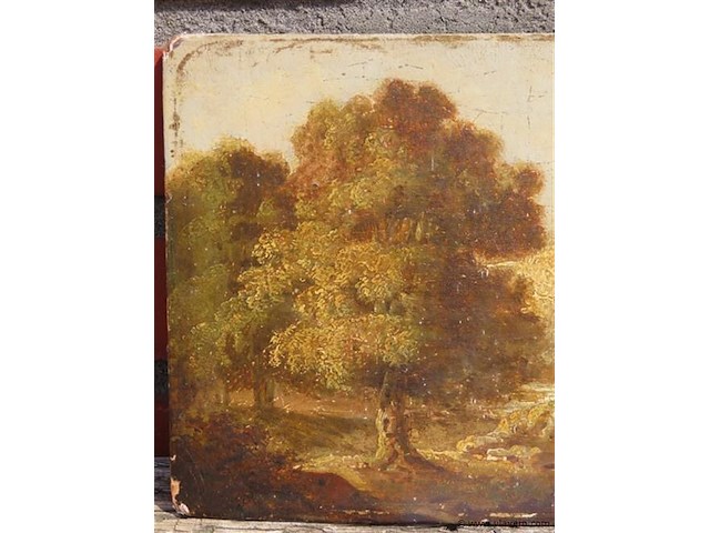 Antiek schilderij, landschap - afbeelding 2 van  6