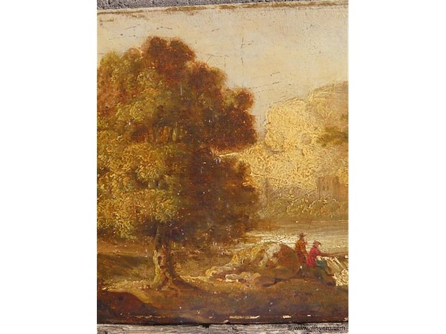 Antiek schilderij, landschap - afbeelding 3 van  6