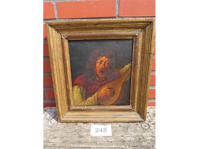 Antiek schilderij, muzikant - afbeelding 1 van  5