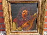 Antiek schilderij, muzikant - afbeelding 1 van  5